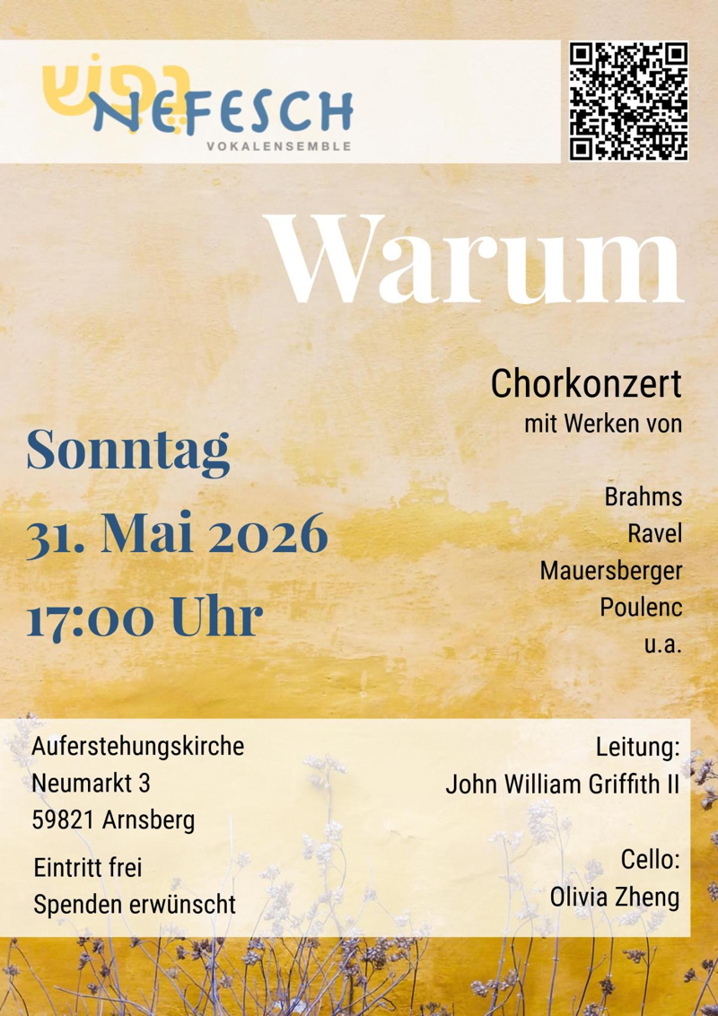 Plakat des Konzerts „Warum“ in Arnsberg