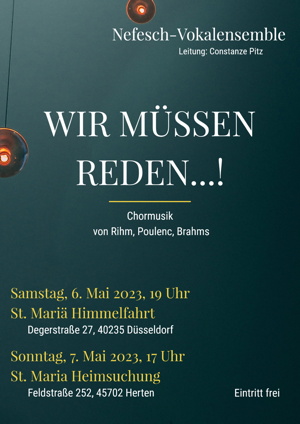 Plakat des Konzerts „Wir müssen reden…!“